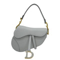 CHRISTIAN DIOR Saddle Smooth Calfskin Leather Satchel Bag Placid Blue