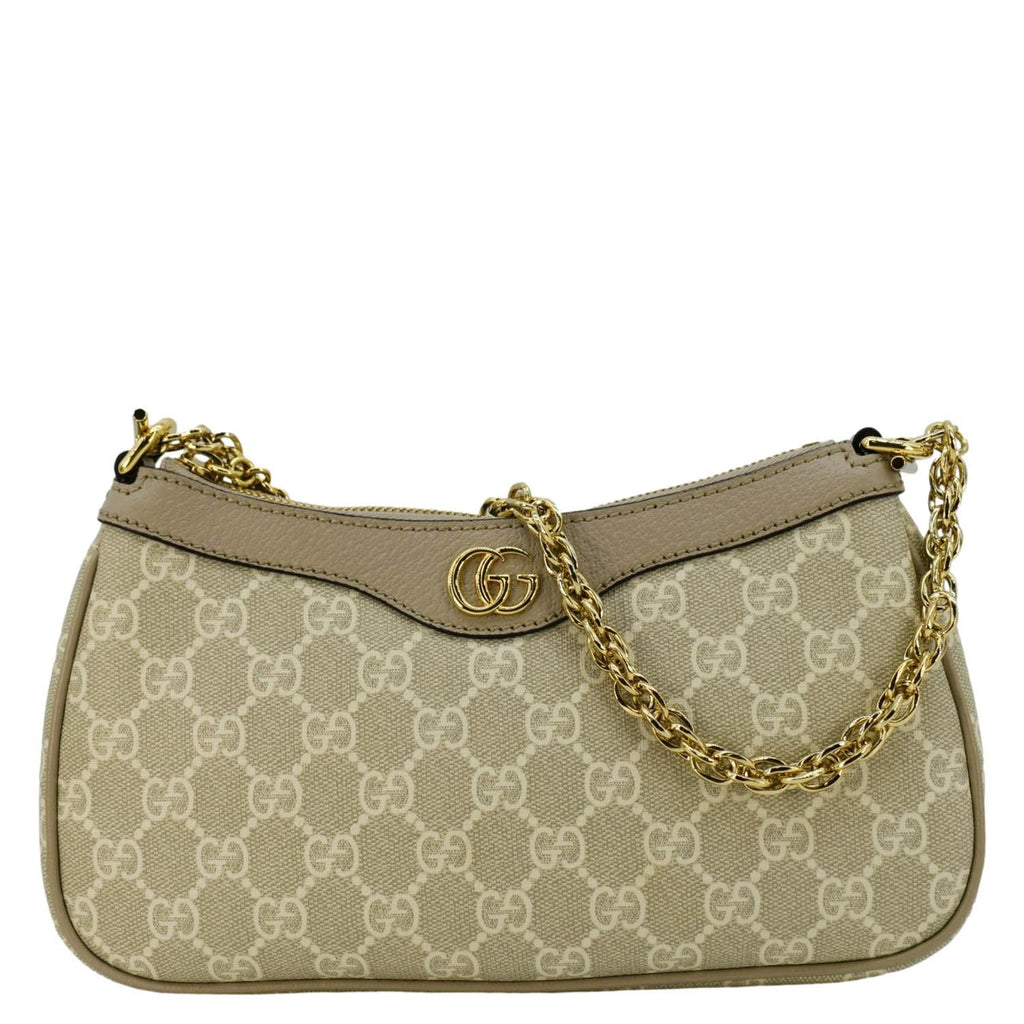 GUCCI Ophidia Web Small Gucci Supreme Canvas Shoulder Bag Beige 735132