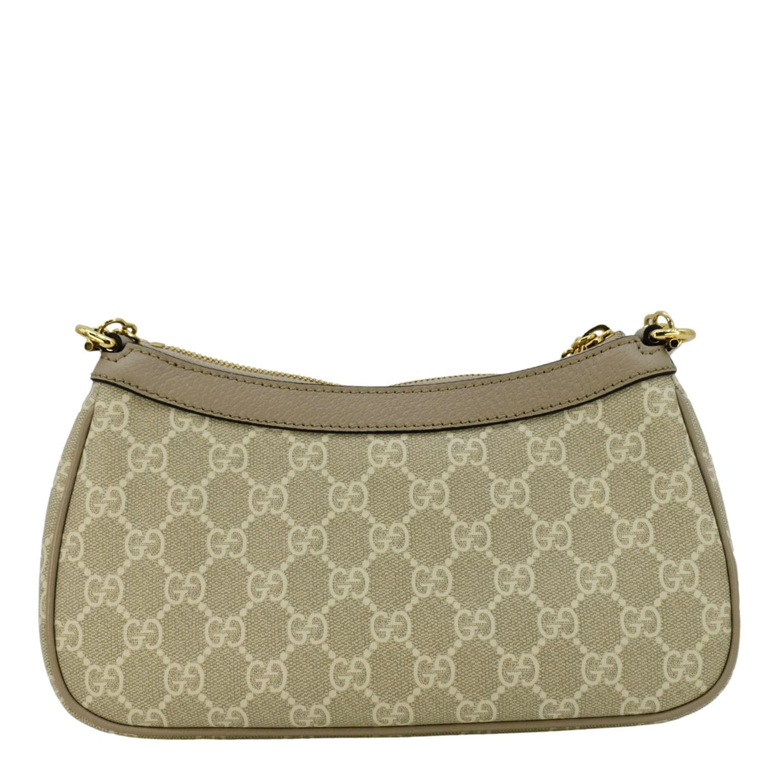 GUCCI Ophidia Web Small Gucci Supreme Canvas Shoulder Bag Beige 735132