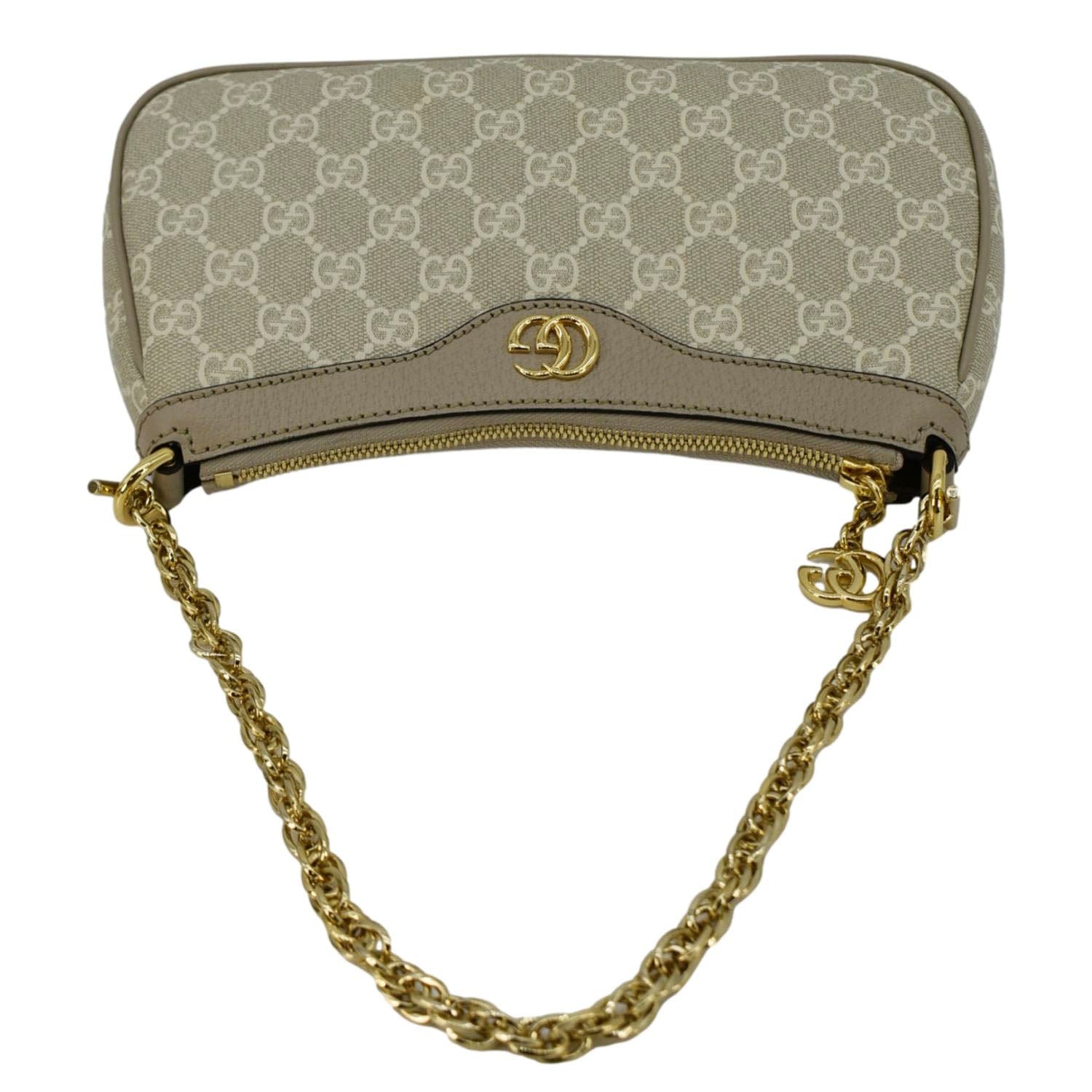 GUCCI Ophidia Web Small Gucci Supreme Canvas Shoulder Bag Beige 735132