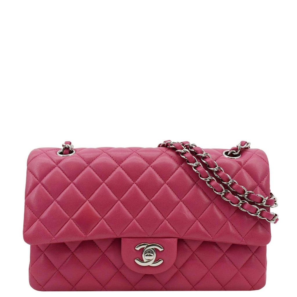 Chanel Classic Double Flap Quilted Leather Shoulder Bag Rose Pink