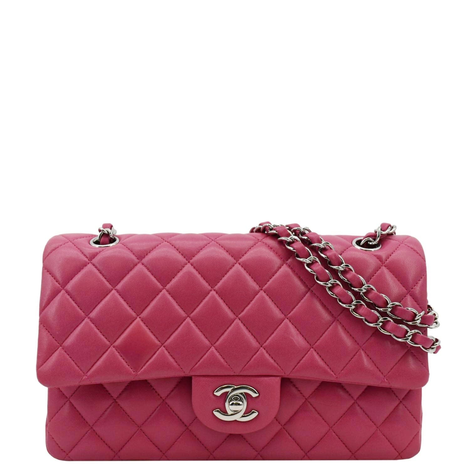 Chanel Classic Double Flap Quilted Leather Shoulder Bag Rose Pink