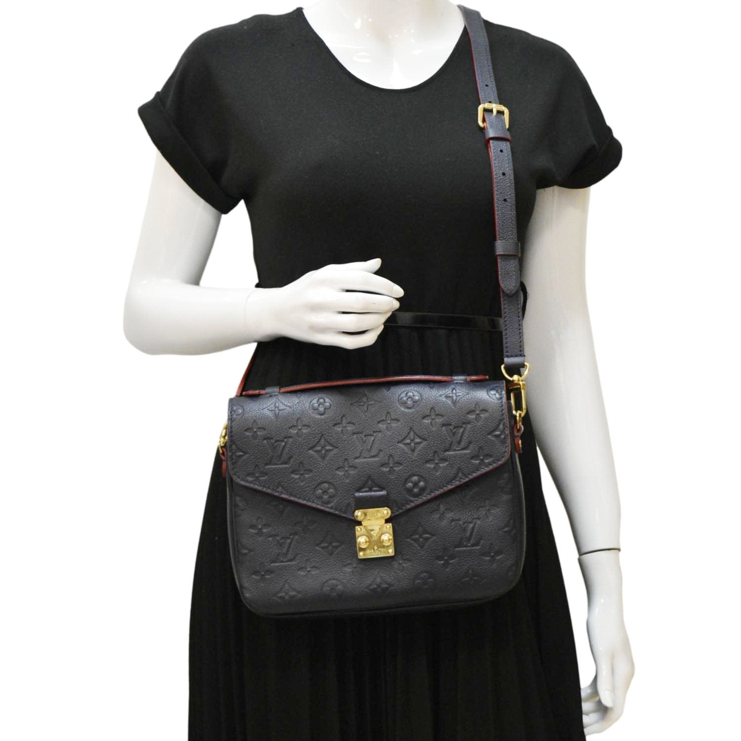LOUIS VUITTON Metis Pochette Empreinte Leather Crossbody Bag Navy Blue