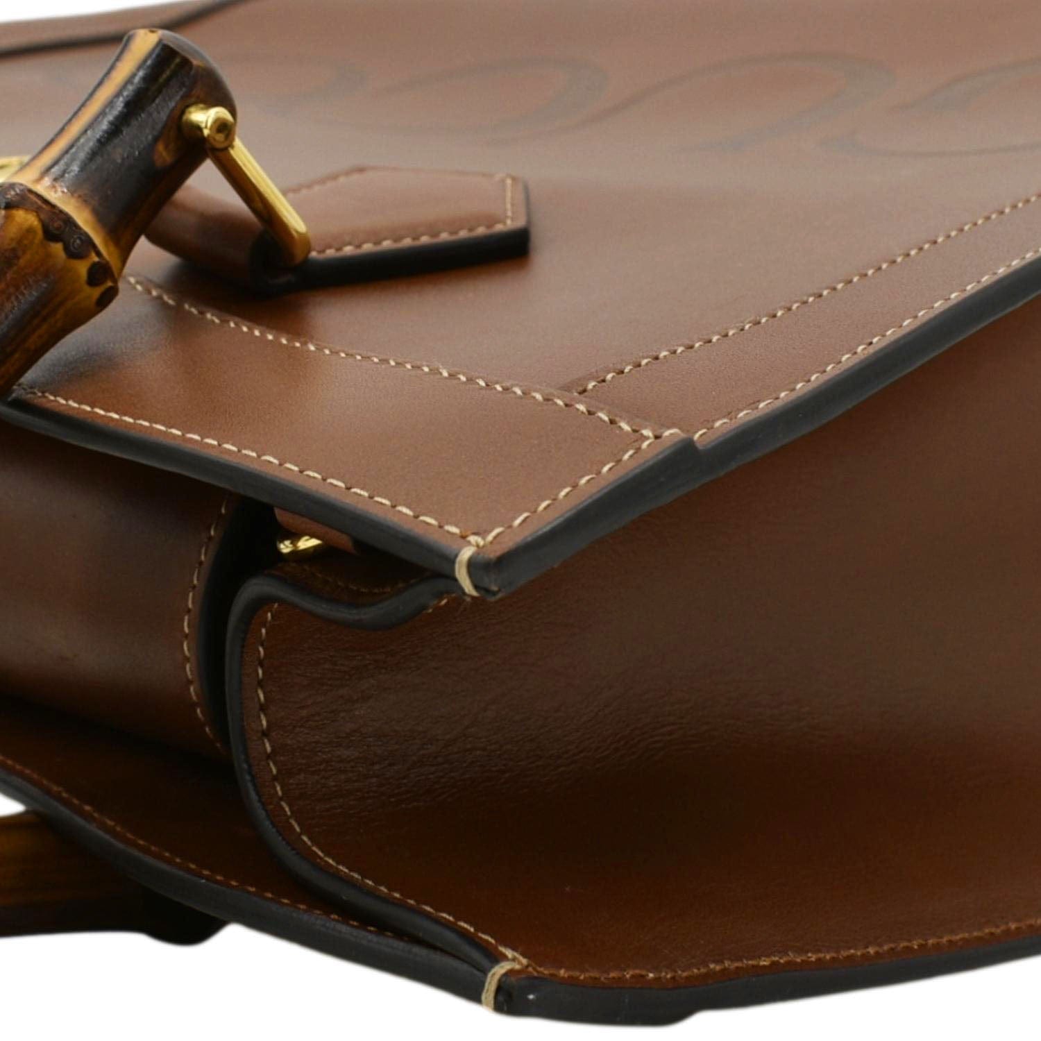 GUCCI Diana Medium Leather Top Handle Shoulder Bag Brown 655658