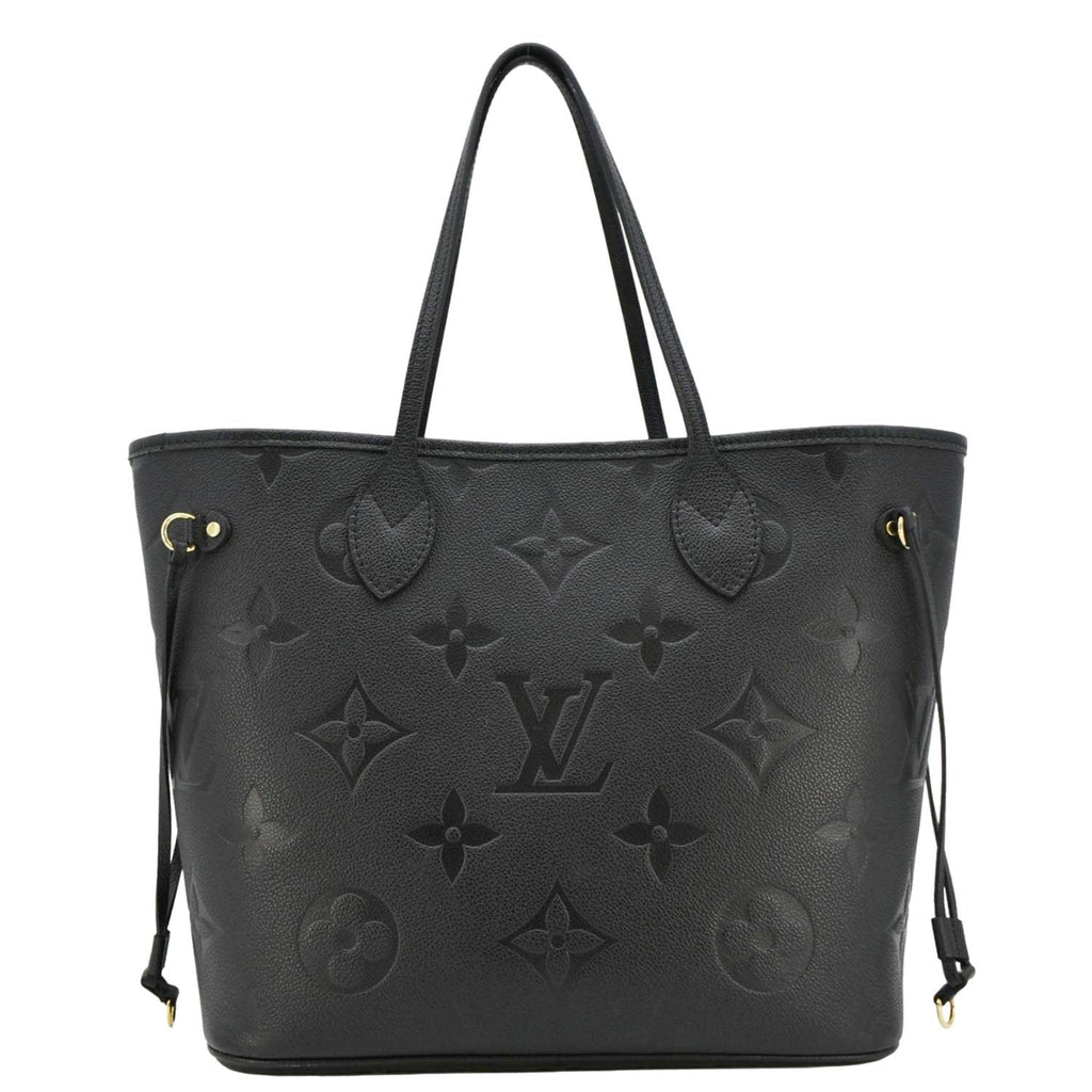 LOUIS VUITTON Neverfull MM Empreinte Leather Tote Shoulder Bag Black