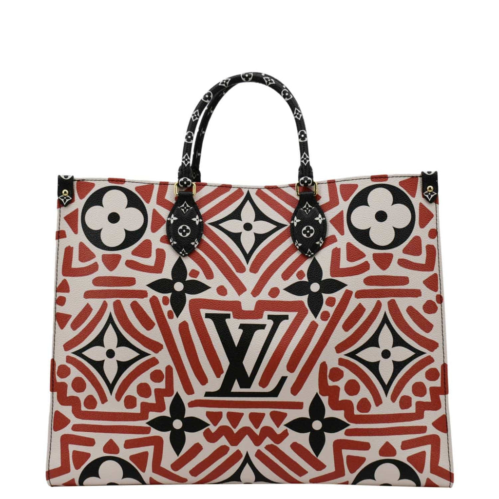 LOUIS VUITTON Onthego GM Crafty Monogram Giant Canvas Shoulder Bag Red