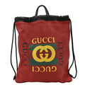 GUCCI Medium Leather Drawstring Tote Bag Red 516639