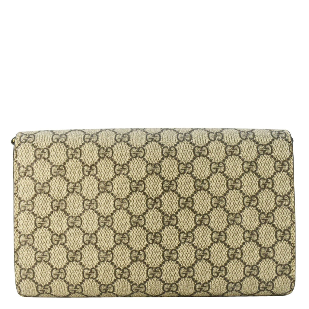 GUCCI Horsebit 1955 Small Gucci Supreme Canvas Shoulder Bag Beige 677286
