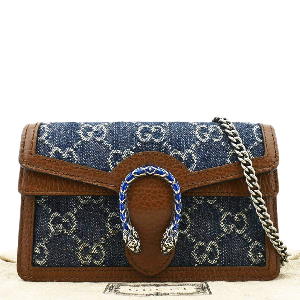 GUCCI Dionysus Super Mini Gucci Supreme Canvas Crossbody Bag Blue 476432