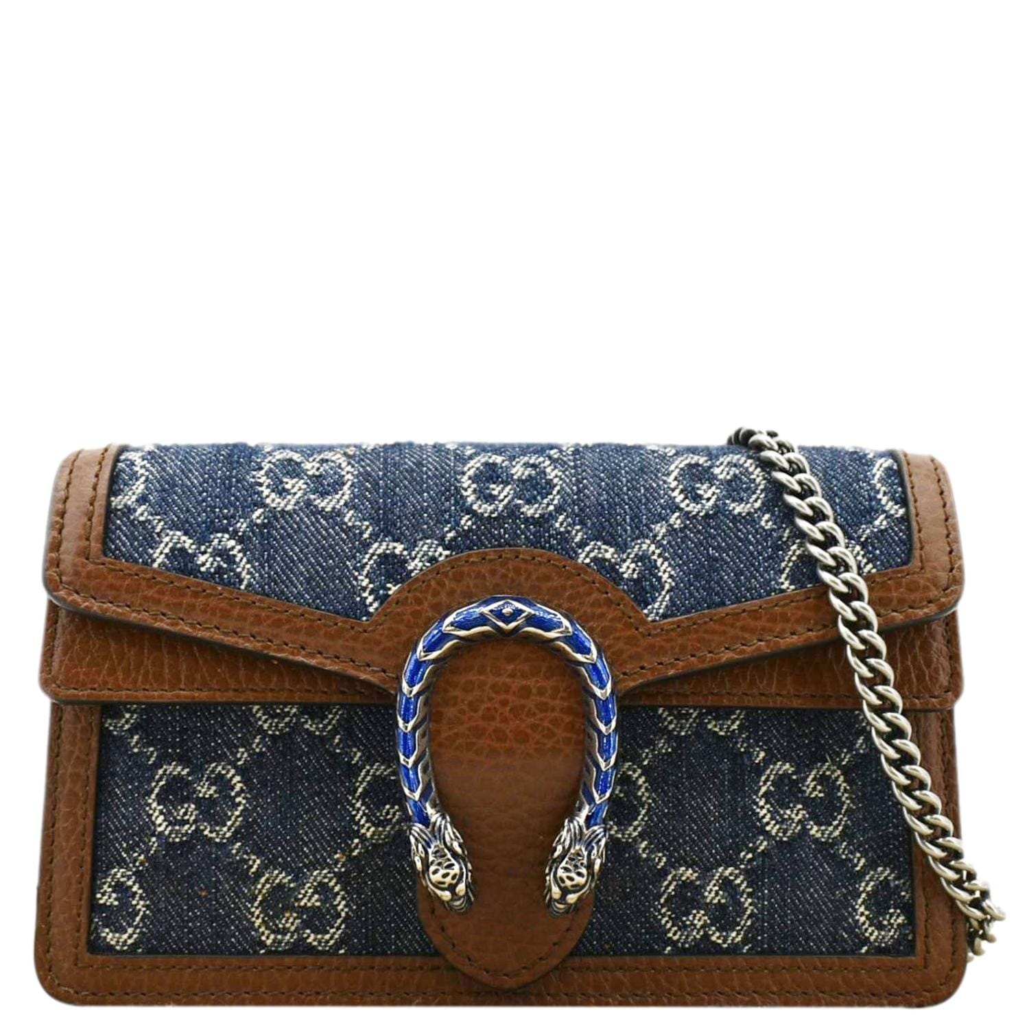 GUCCI Dionysus Super Mini Gucci Supreme Canvas Crossbody Bag Blue 476432