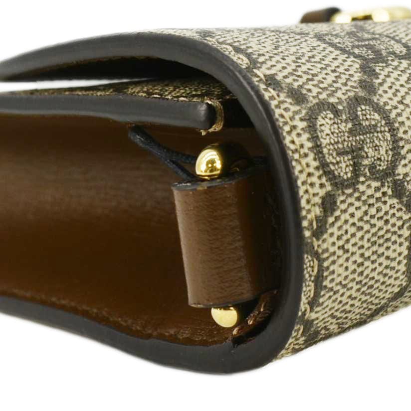 GUCCI Horsebit 1955 Small Gucci Supreme Canvas Shoulder Bag Beige 677286