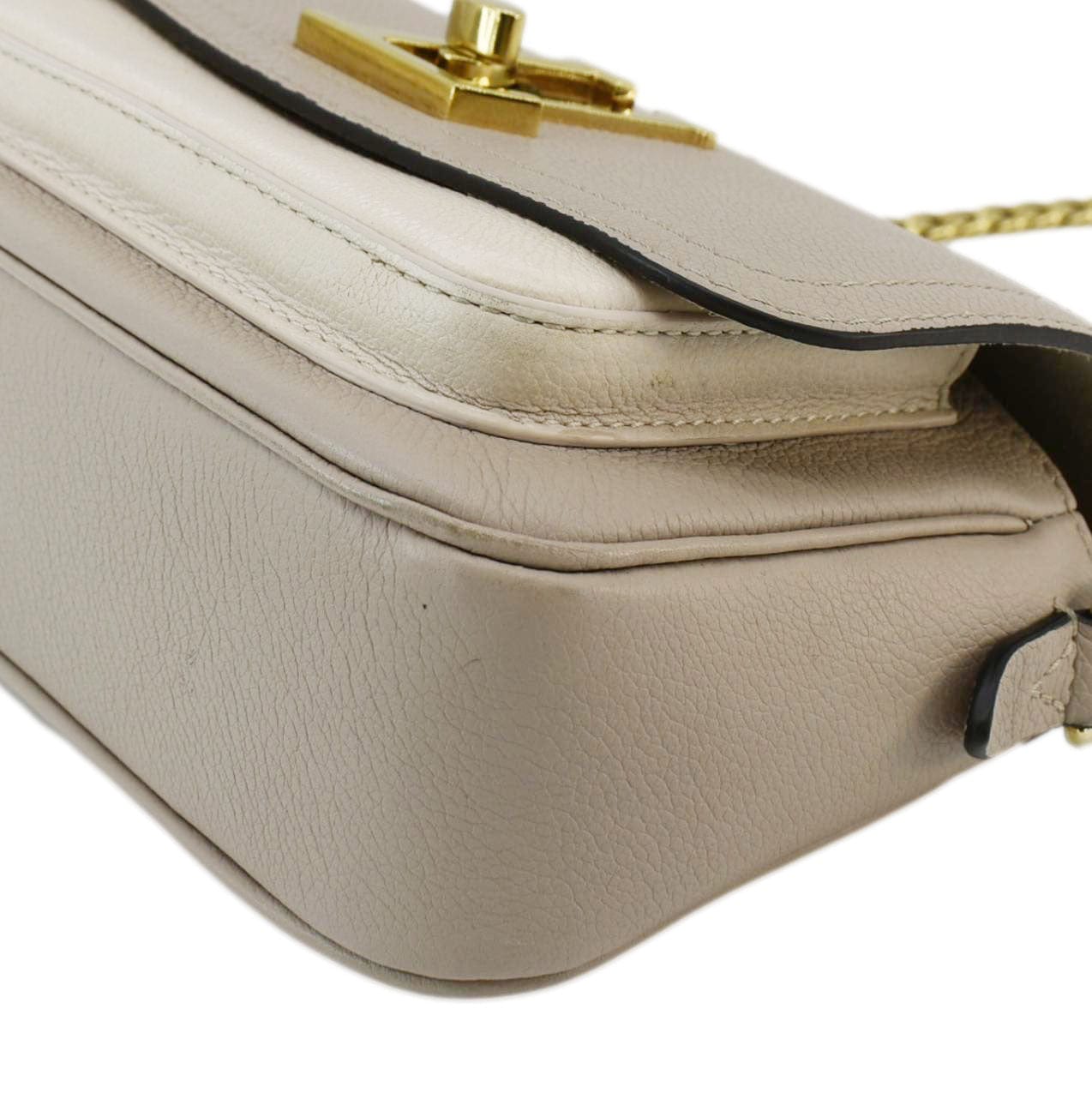 LOUIS VUITTON Lockme Tender Grained Calfskin Leather Shoulder Bag Greige