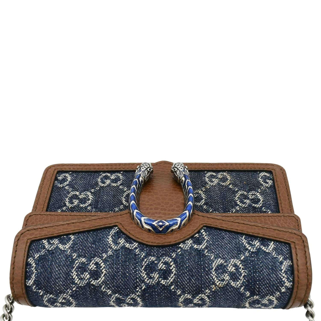 GUCCI Dionysus Super Mini Gucci Supreme Canvas Crossbody Bag Blue 476432