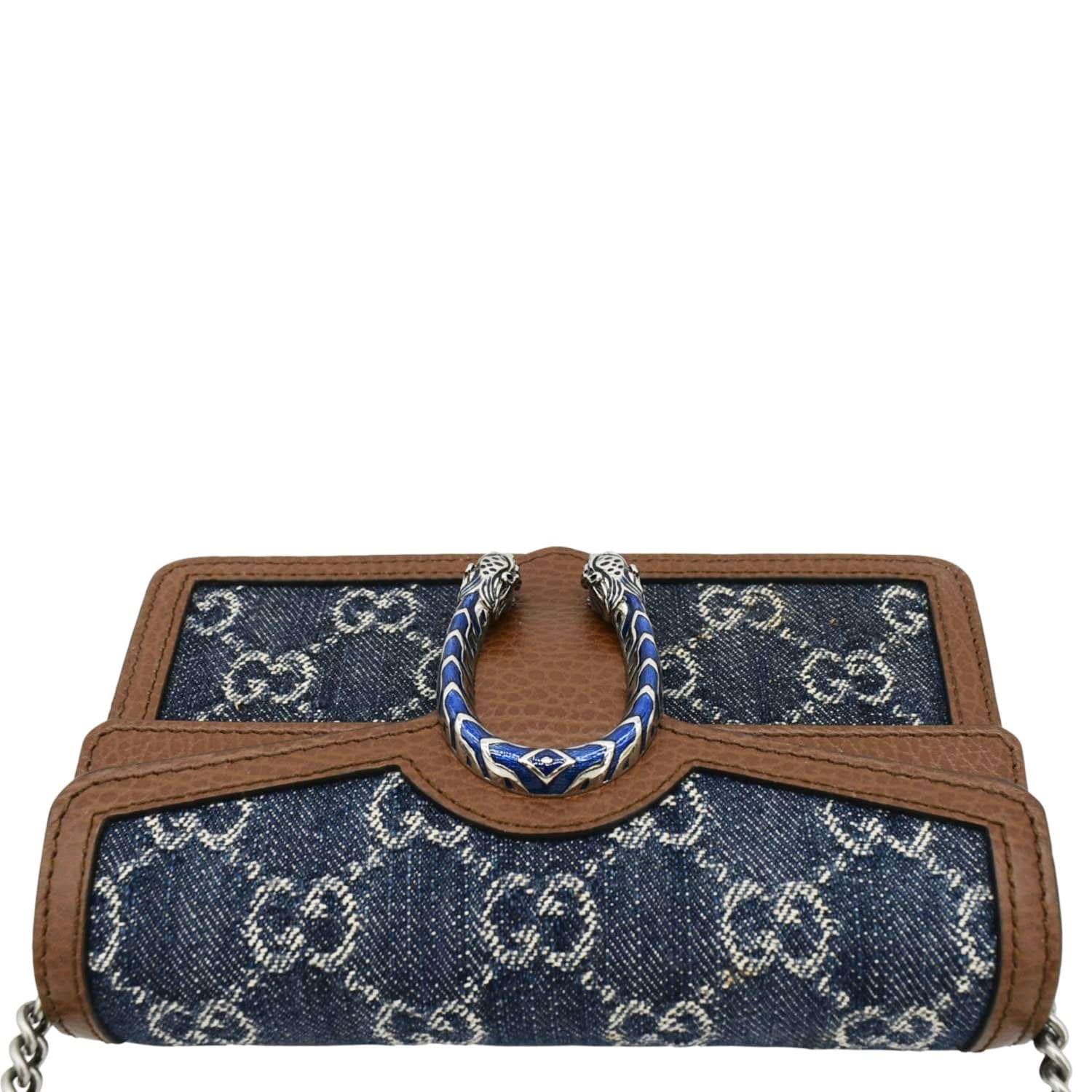 GUCCI Dionysus Super Mini Gucci Supreme Canvas Crossbody Bag Blue 476432