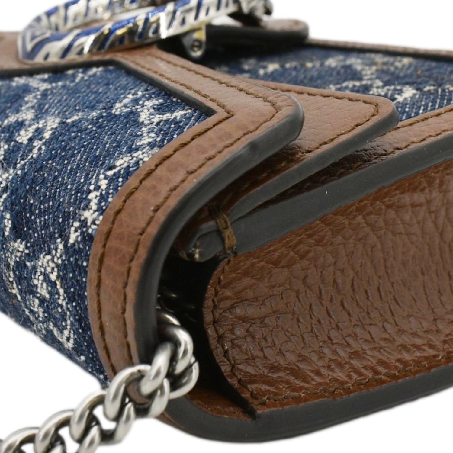 GUCCI Dionysus Super Mini Gucci Supreme Canvas Crossbody Bag Blue 476432