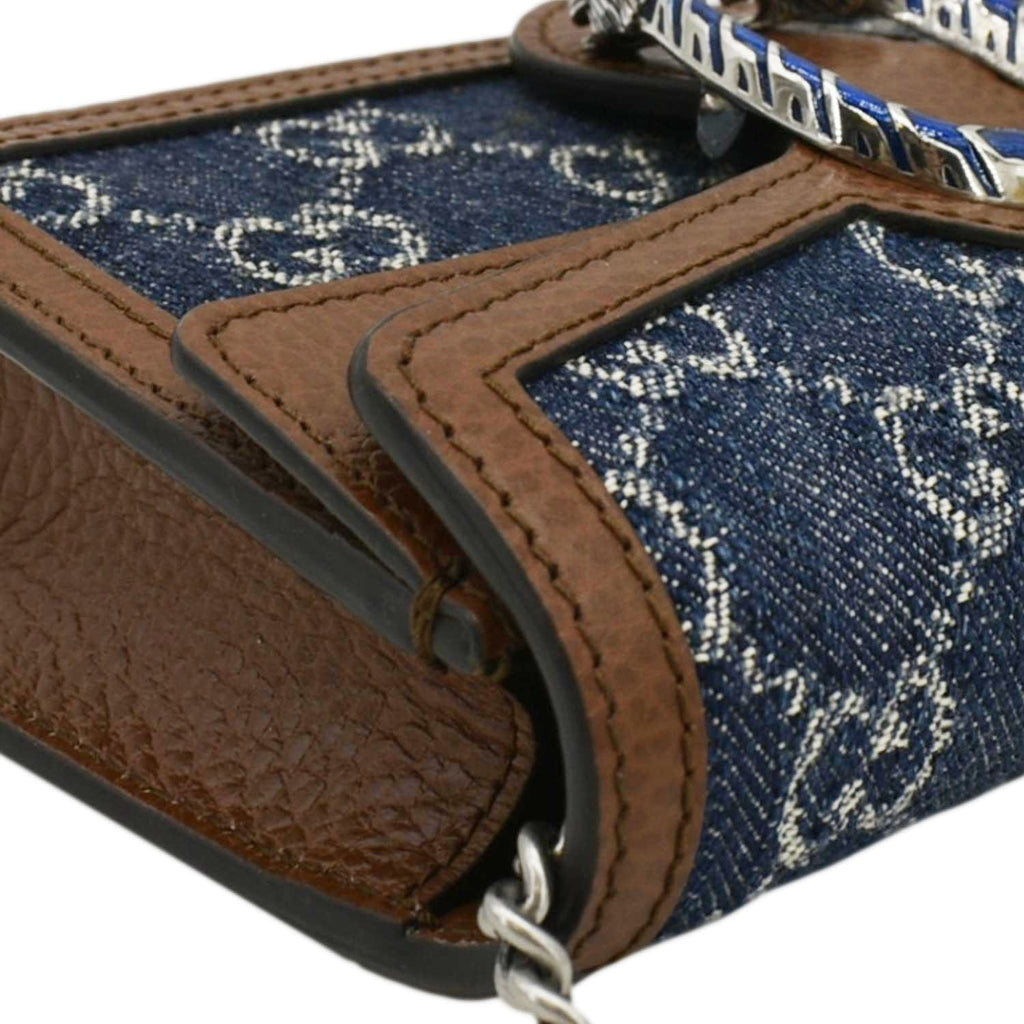 GUCCI Dionysus Super Mini Gucci Supreme Canvas Crossbody Bag Blue 476432