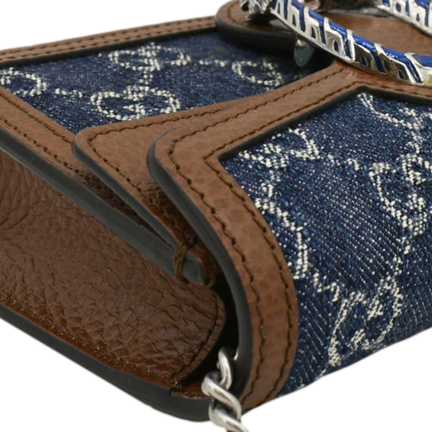 GUCCI Dionysus Super Mini Gucci Supreme Canvas Crossbody Bag Blue 476432