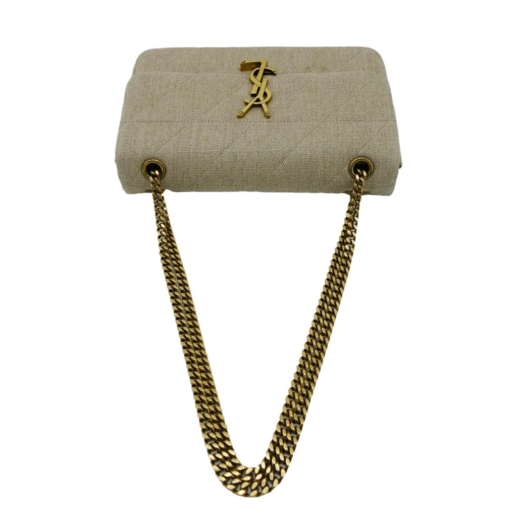 YVES SAINT LAURENT Patchwork Jamie Jersey Wool Shoulder Bag Beige