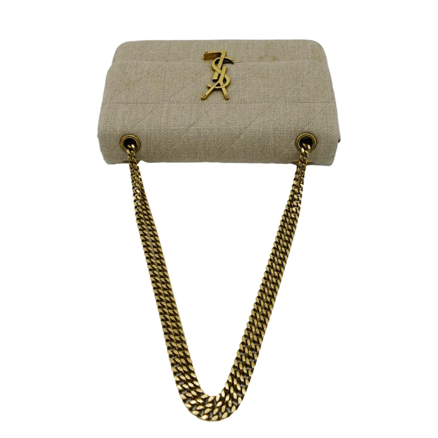 YVES SAINT LAURENT Patchwork Jamie Jersey Wool Shoulder Bag Beige