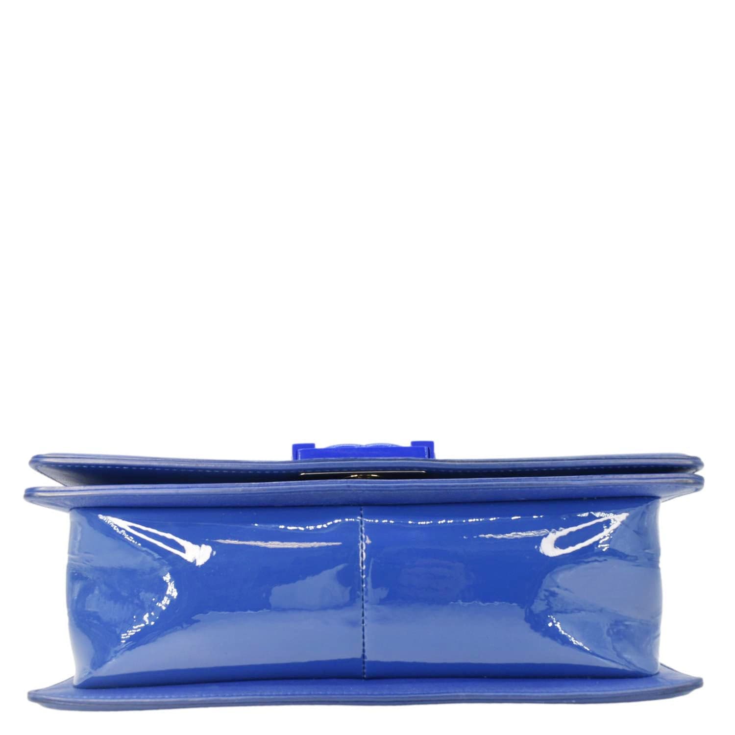 Chanel Boy Flap Medium Plexiglass Patent Leather Crossbody Bag Blue