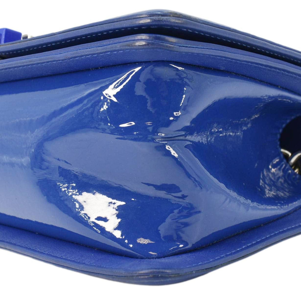 Chanel Boy Flap Medium Plexiglass Patent Leather Crossbody Bag Blue