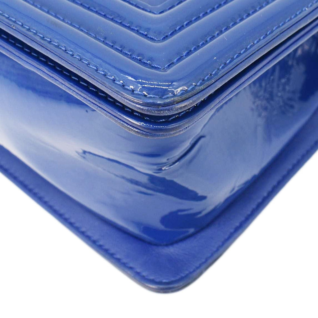 Chanel Boy Flap Medium Plexiglass Patent Leather Crossbody Bag Blue