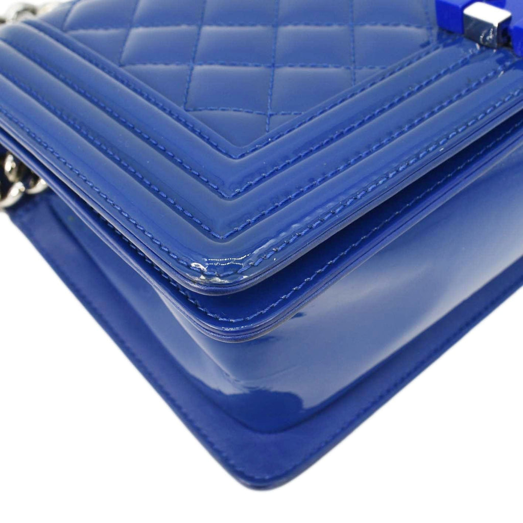 Chanel Boy Flap Medium Plexiglass Patent Leather Crossbody Bag Blue