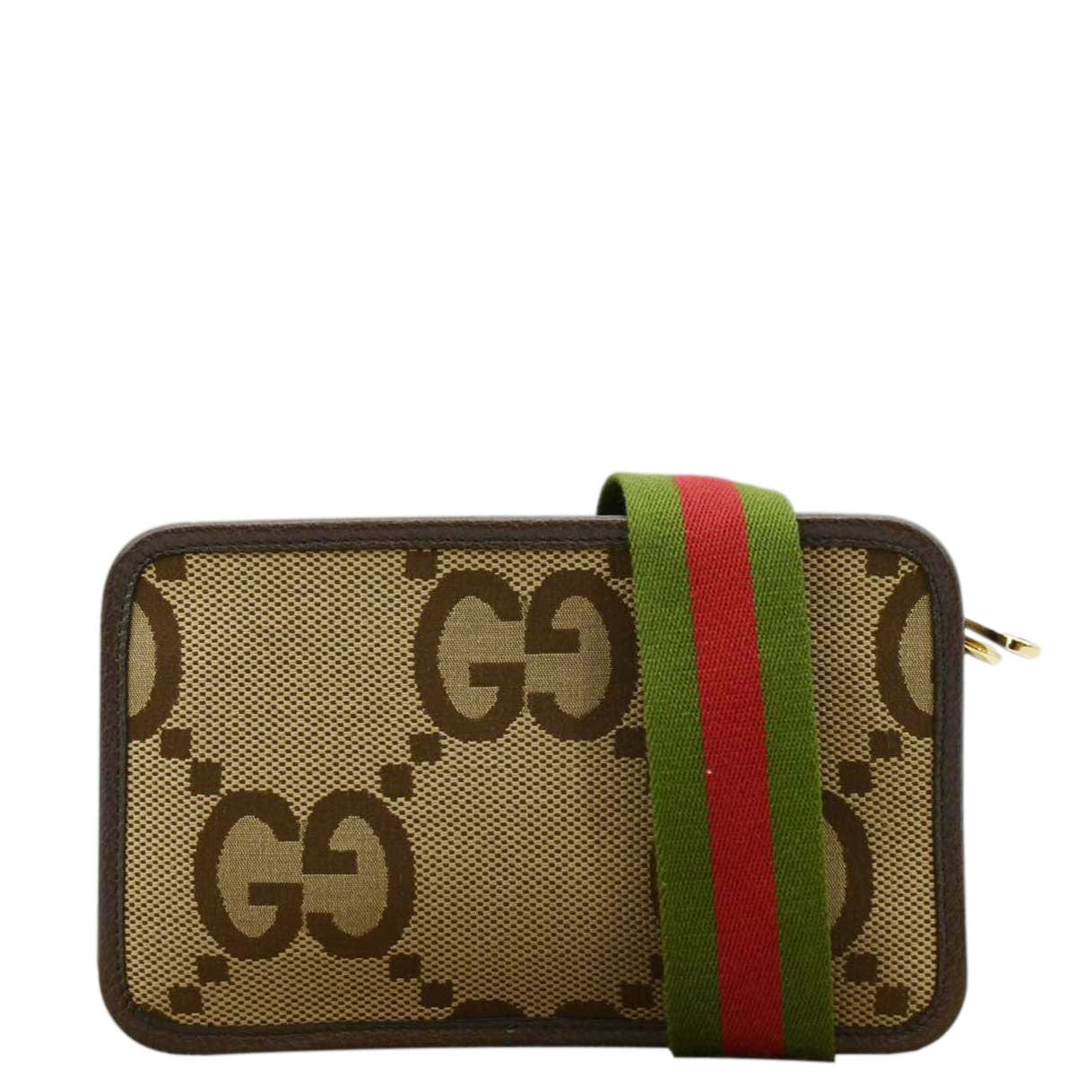 GUCCI Mini Jumbo Gucci Canvas Crossbody Bag Beige 696075