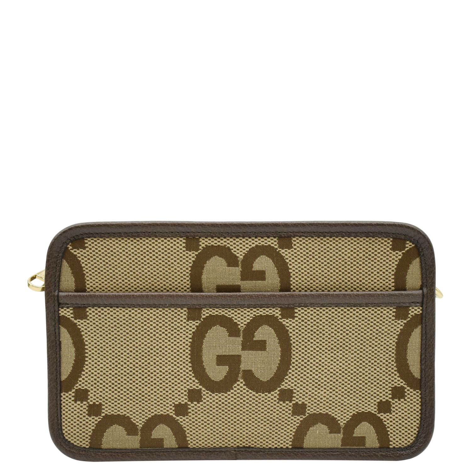 GUCCI Mini Jumbo Gucci Canvas Crossbody Bag Beige 696075