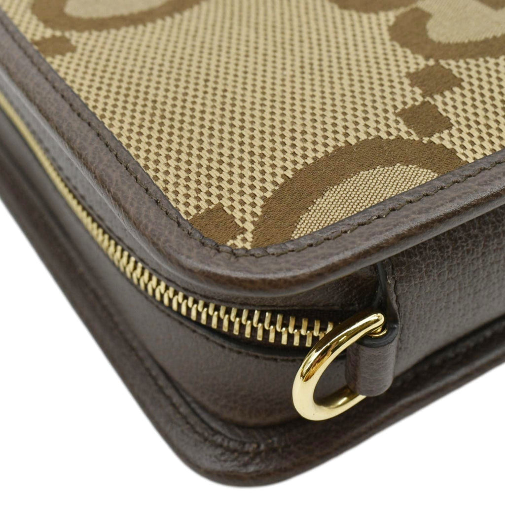 GUCCI Mini Jumbo Gucci Canvas Crossbody Bag Beige 696075