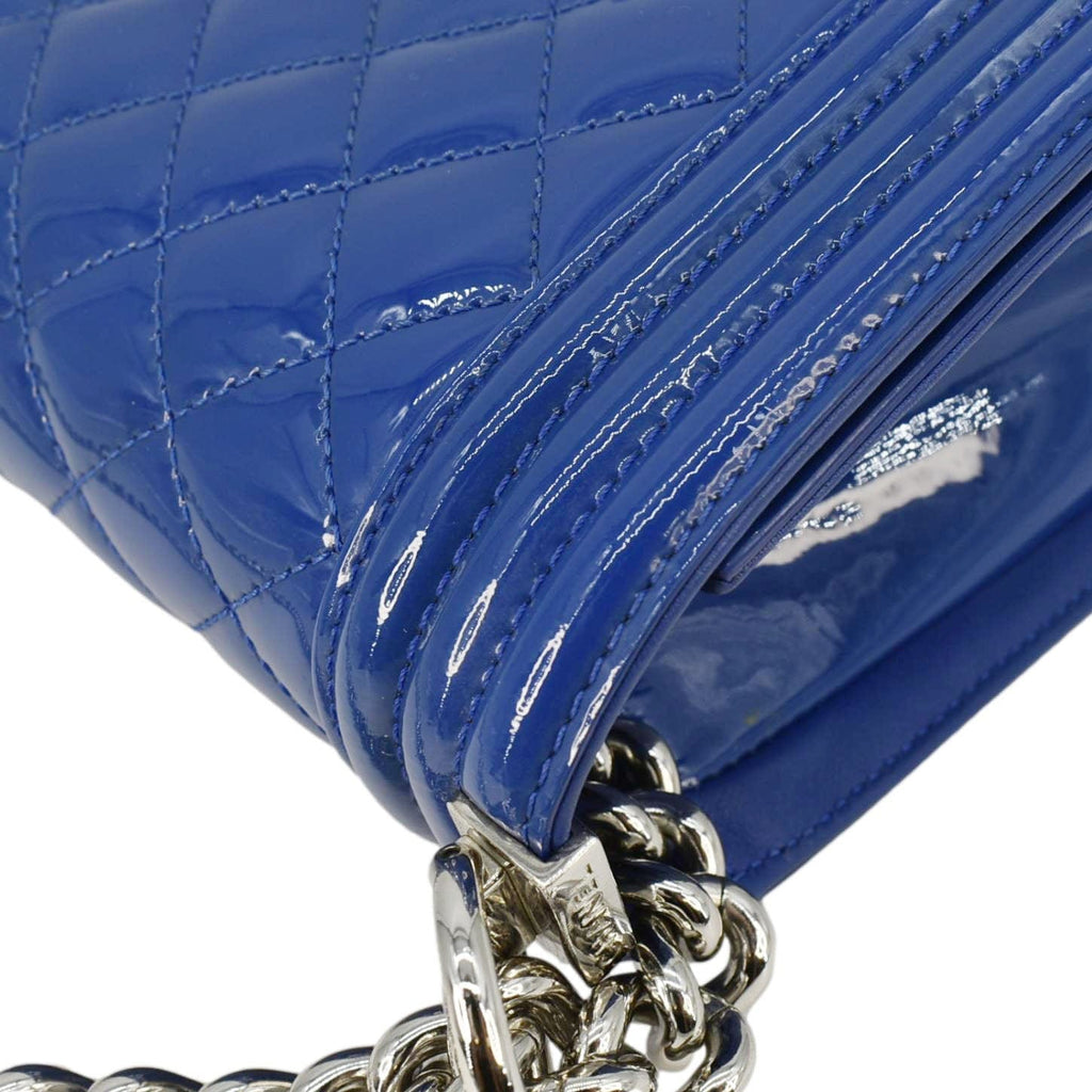 Chanel Boy Flap Medium Plexiglass Patent Leather Crossbody Bag Blue
