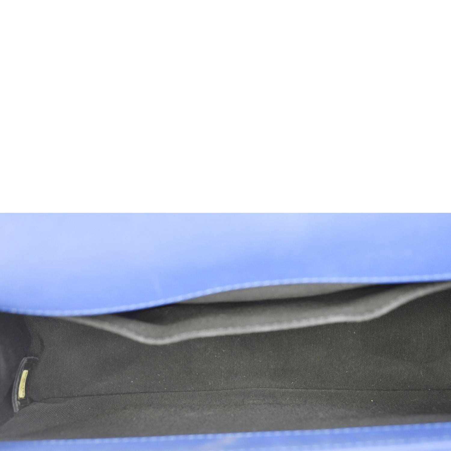 Chanel Boy Flap Medium Plexiglass Patent Leather Crossbody Bag Blue