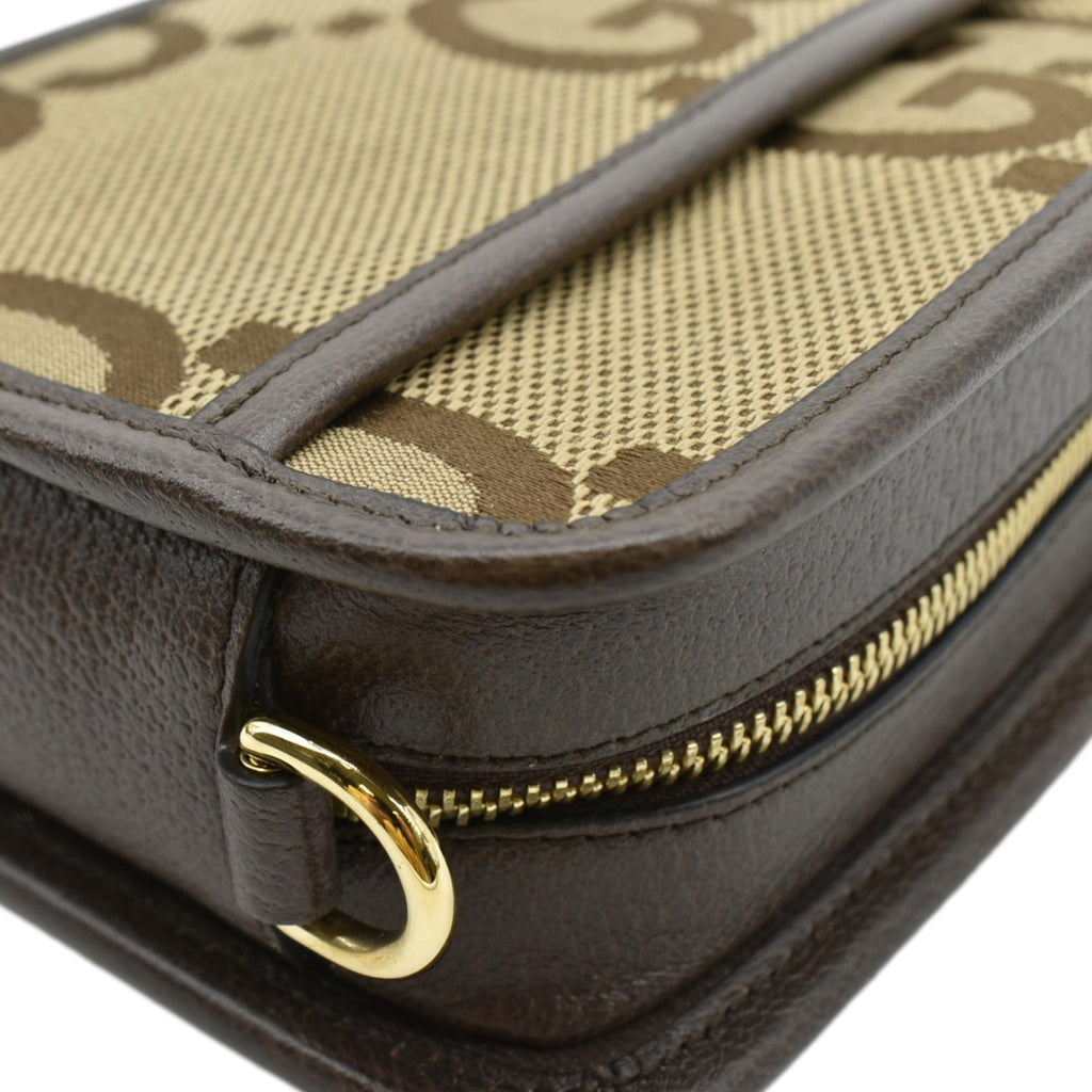 GUCCI Mini Jumbo Gucci Canvas Crossbody Bag Beige 696075