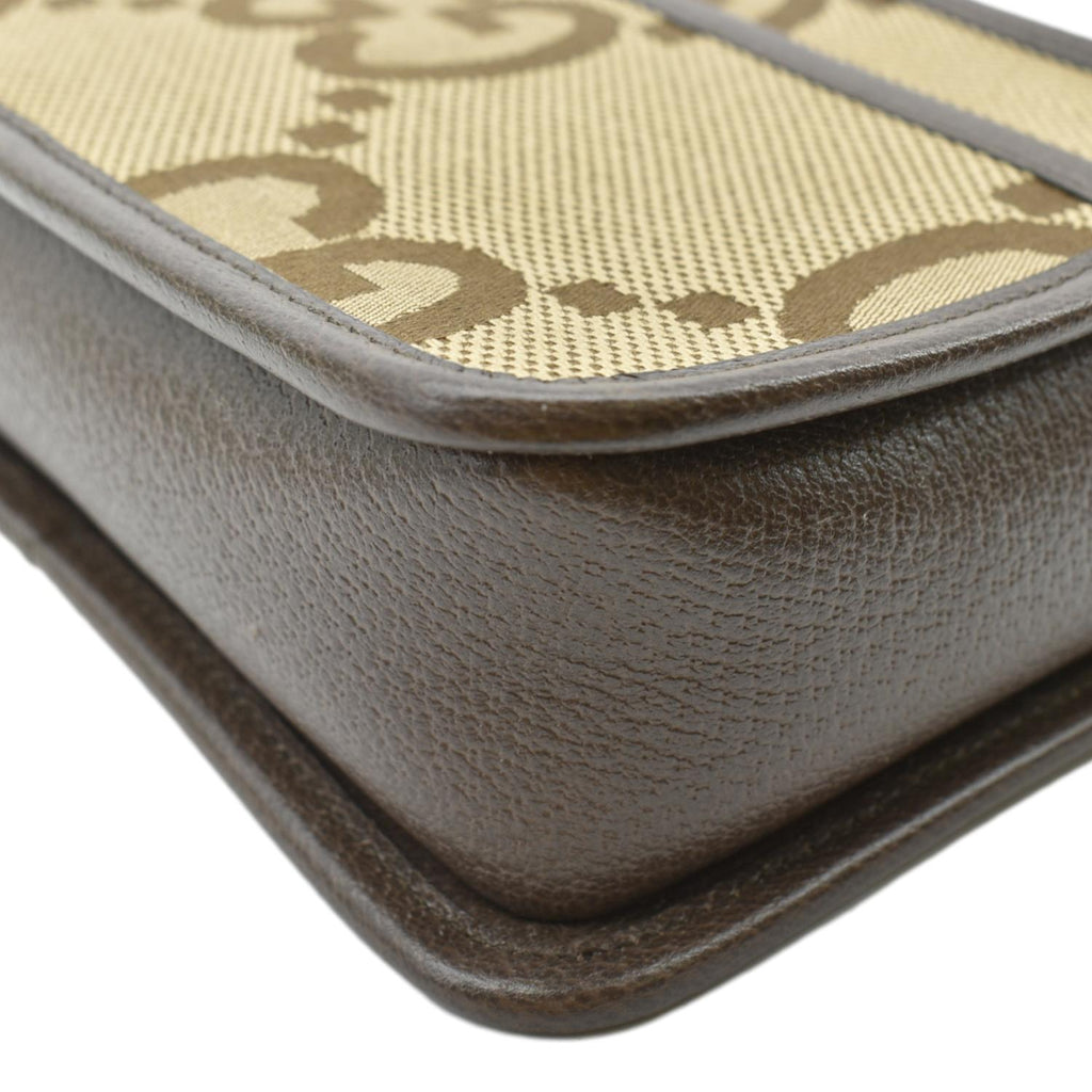 GUCCI Mini Jumbo Gucci Canvas Crossbody Bag Beige 696075