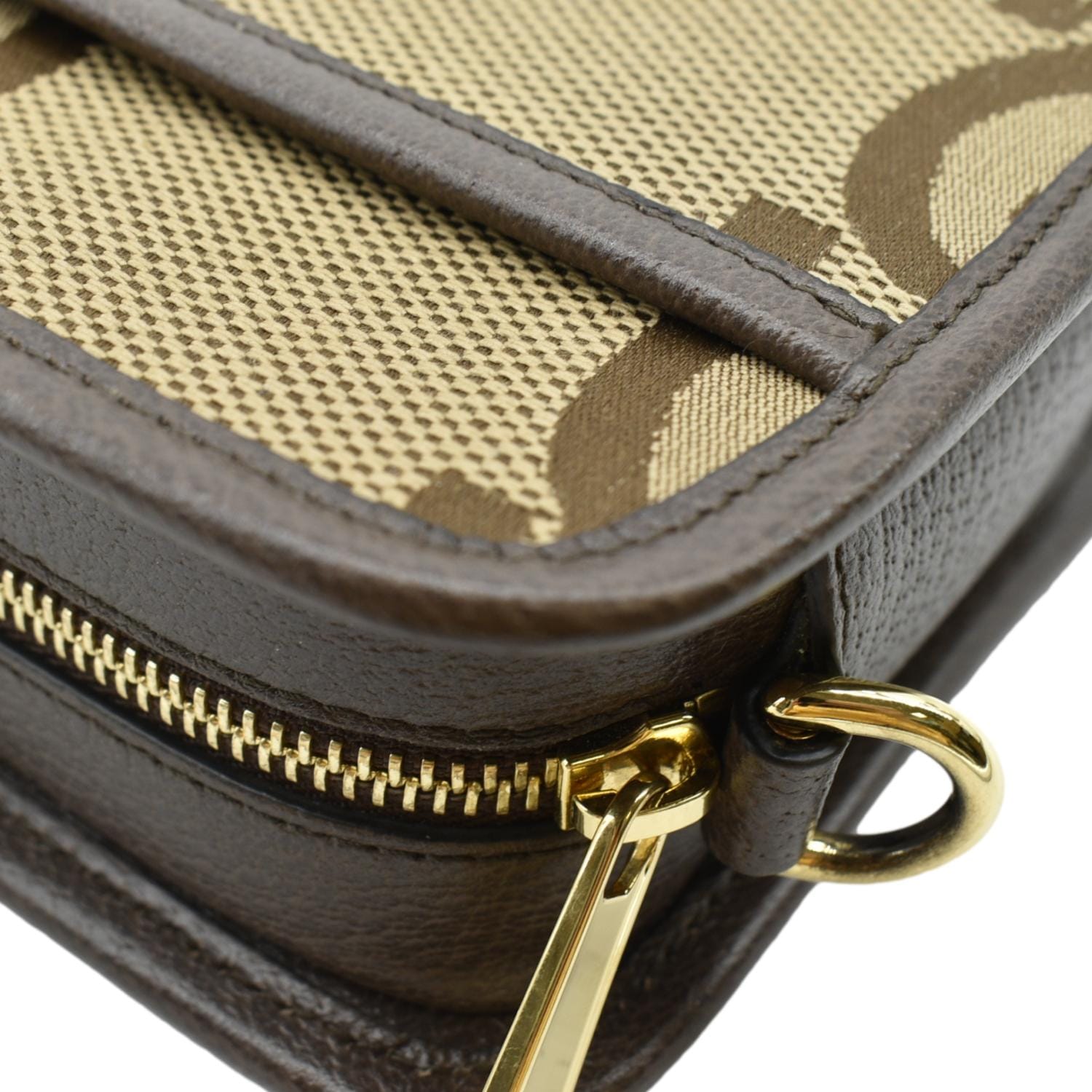 GUCCI Mini Jumbo Gucci Canvas Crossbody Bag Beige 696075