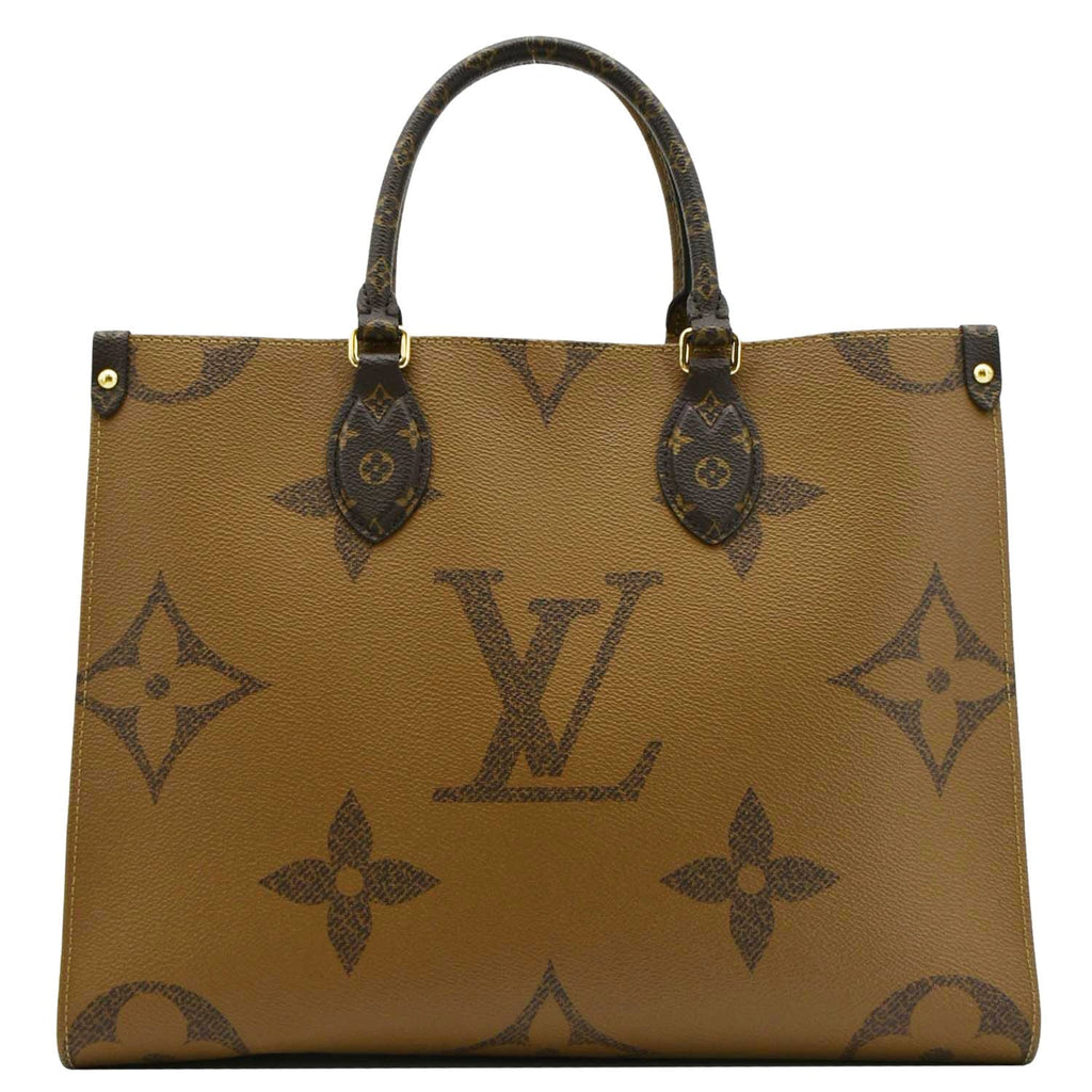 LOUIS VUITTON Onthego MM Giant Monogram Reverse Canvas Tote Bag Brown