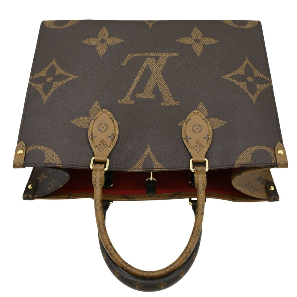 LOUIS VUITTON Onthego MM Giant Monogram Reverse Canvas Tote Bag Brown