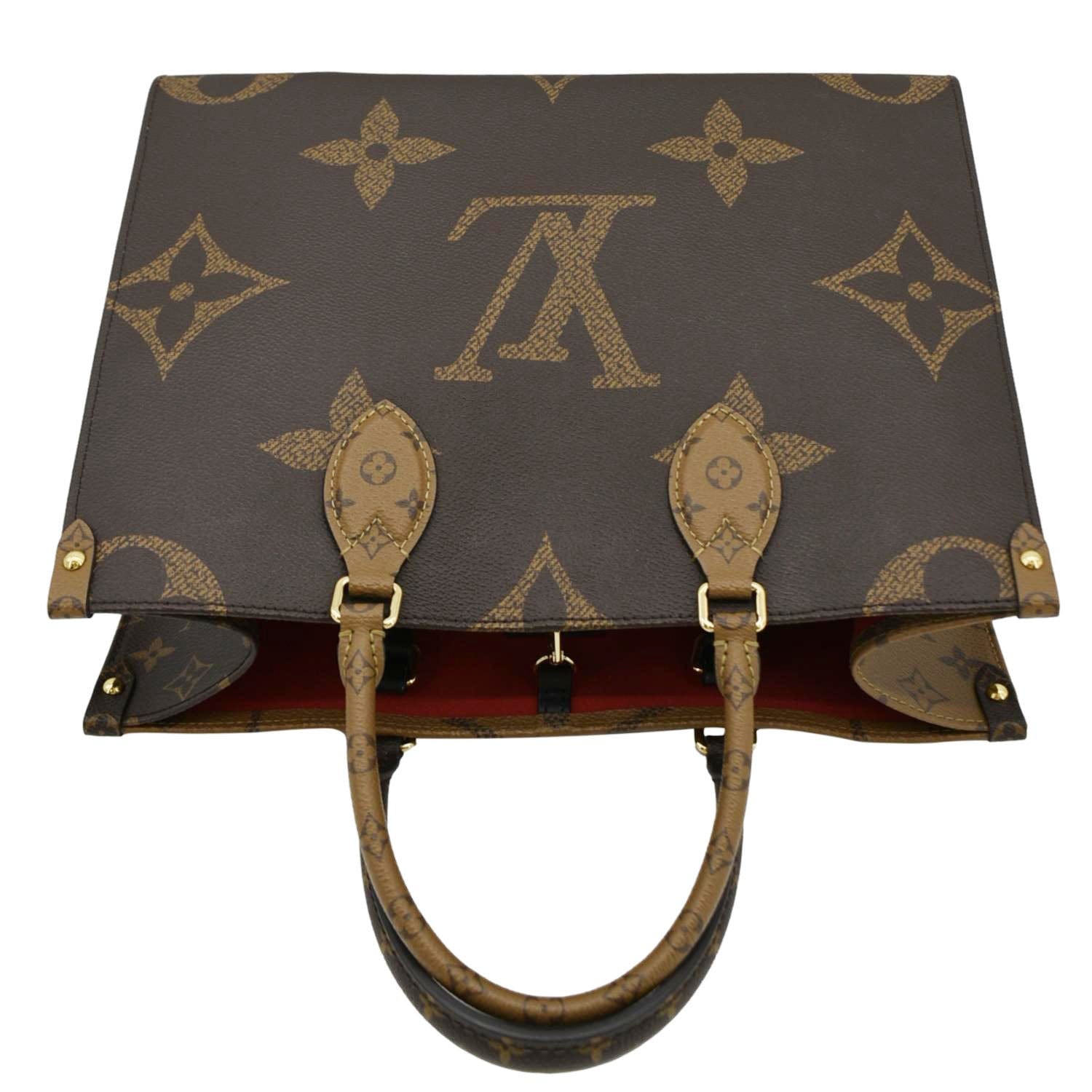 LOUIS VUITTON Onthego MM Giant Monogram Reverse Canvas Tote Bag Brown