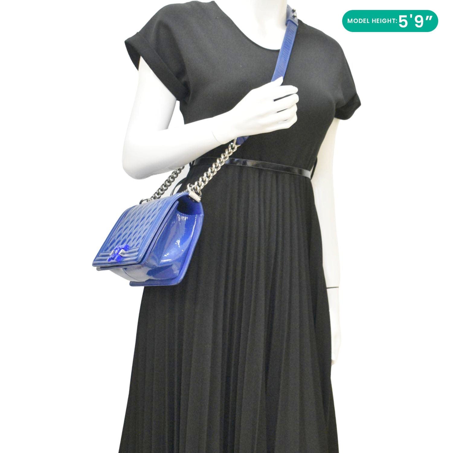 Chanel Boy Flap Medium Plexiglass Patent Leather Crossbody Bag Blue