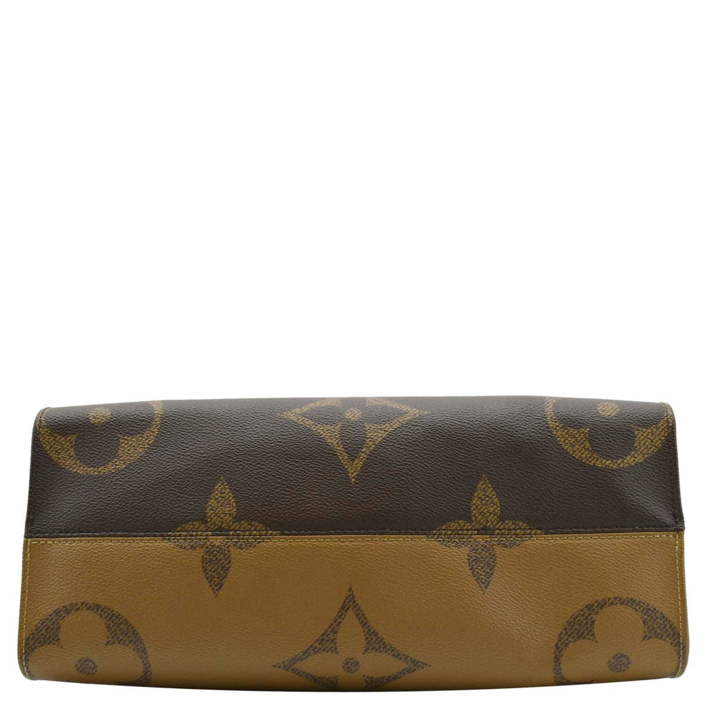 LOUIS VUITTON Onthego MM Giant Monogram Reverse Canvas Tote Bag Brown