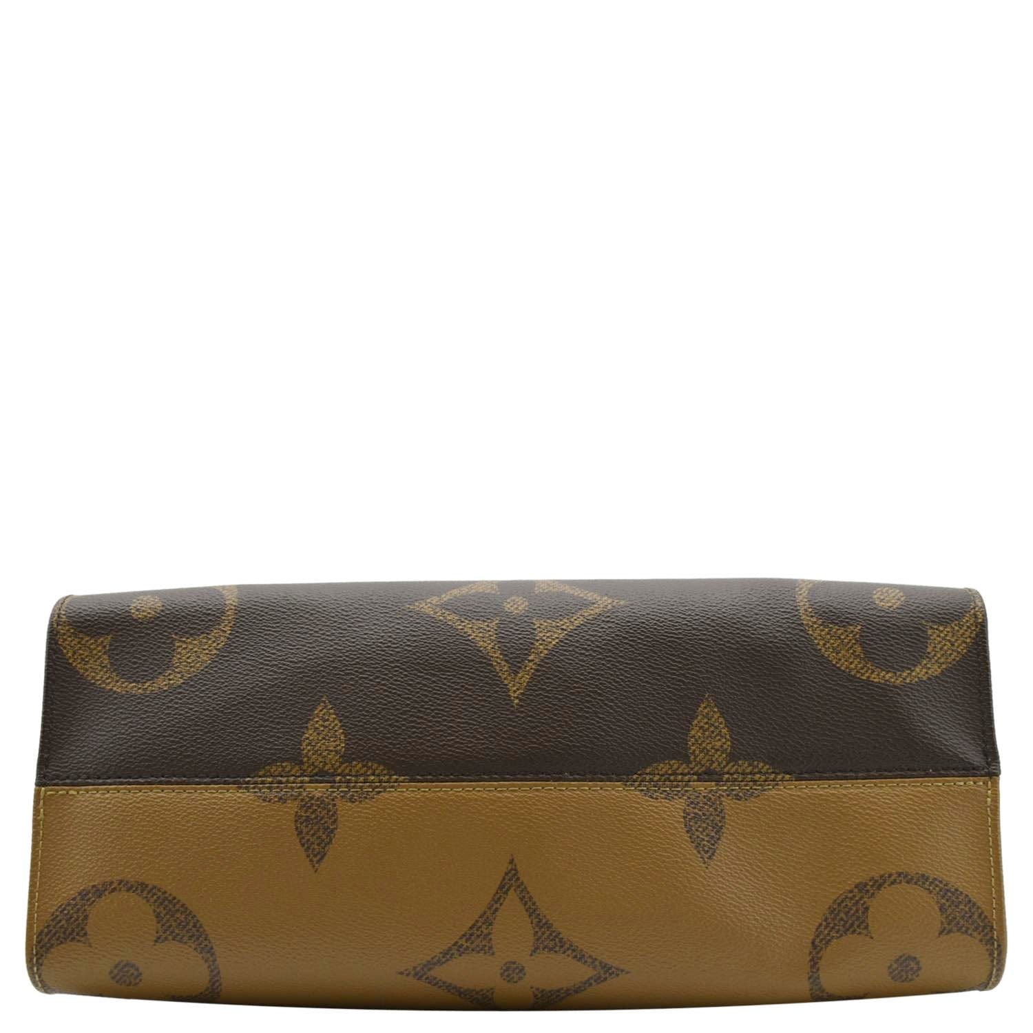 LOUIS VUITTON Onthego MM Giant Monogram Reverse Canvas Tote Bag Brown