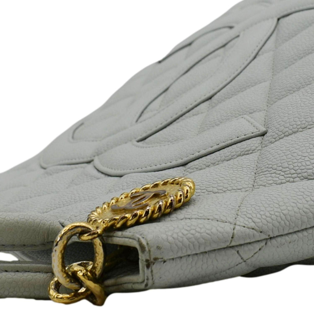 Chanel Medallion Quilted Caviar Leather Tote Bag Light Blue