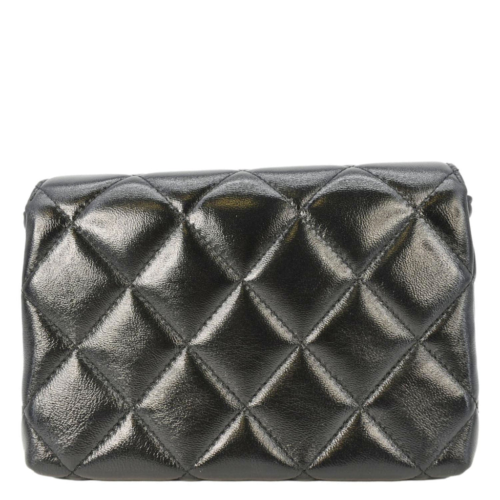 Chanel CC Pearl Quilted Leather Chain Crossbody Bag Black