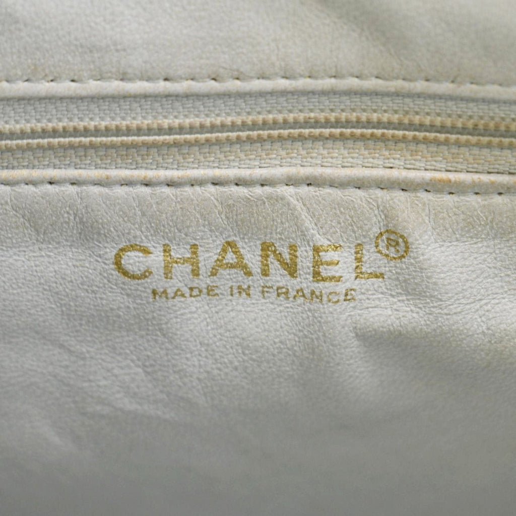 Chanel Medallion Quilted Caviar Leather Tote Bag Light Blue