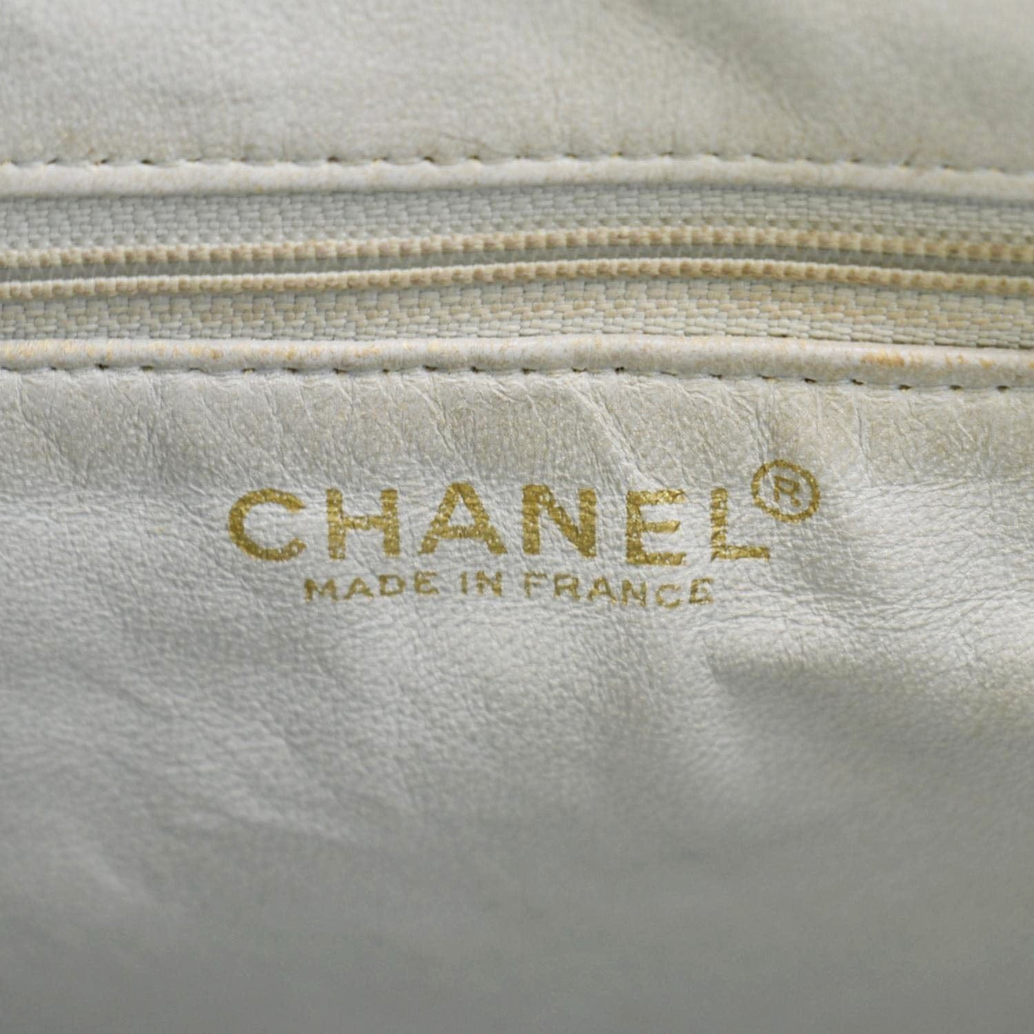 Chanel Medallion Quilted Caviar Leather Tote Bag Light Blue