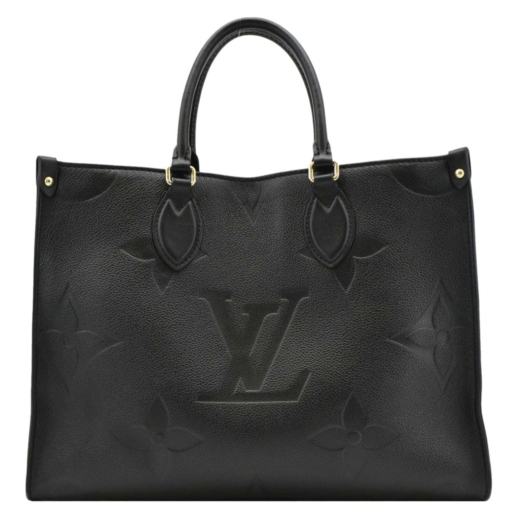 LOUIS VUITTON Onthego MM Giant Monogram Empreinte Leather Tote Bag Black