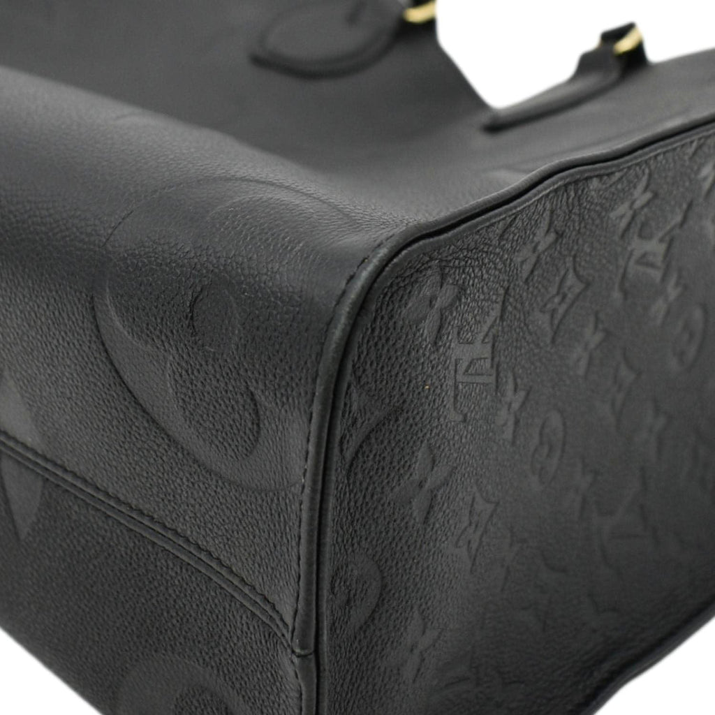 LOUIS VUITTON Onthego MM Giant Monogram Empreinte Leather Tote Bag Black