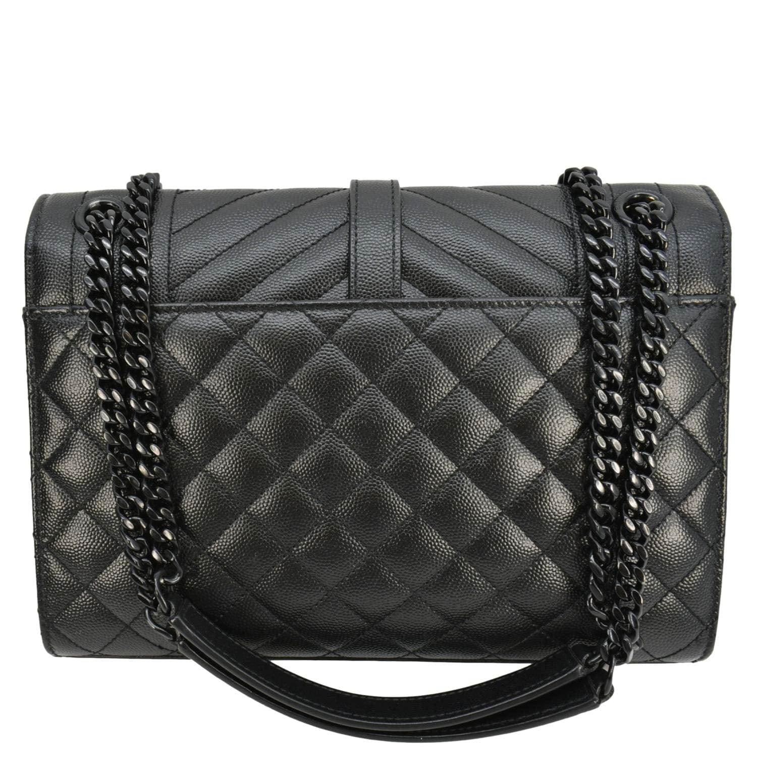 YVES SAINT LAURENT Envelope Medium Mixed Matelasse Leather Shoulder Bag Black