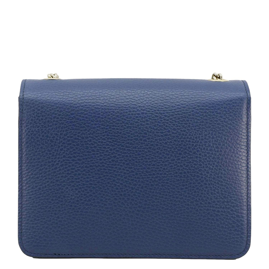 GUCCI Interlocking Gucci Leather Crossbody Bag Blue 510304