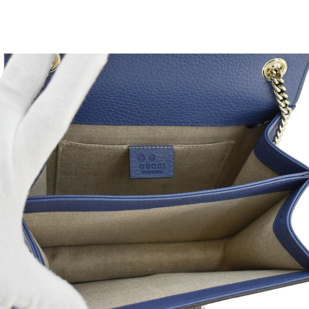 GUCCI Interlocking Gucci Leather Crossbody Bag Blue 510304